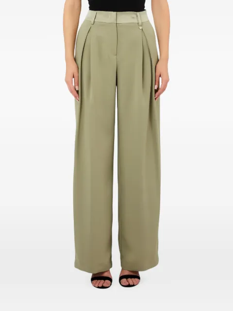 LIU JO pleated satin-trim palazzo pants Green CA6169TS114