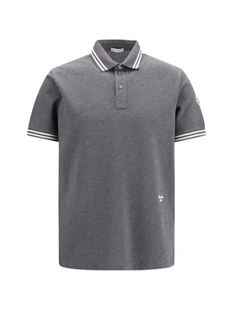 Moncler stripe-trim logo-patch polo shirt Grey L20918A0000389A16