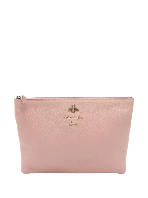 Gucci Pre-Owned 2000-2015 Grained Leather Animalier Business Bag clutch bag Pink FERERP5EPRP9F0QS
