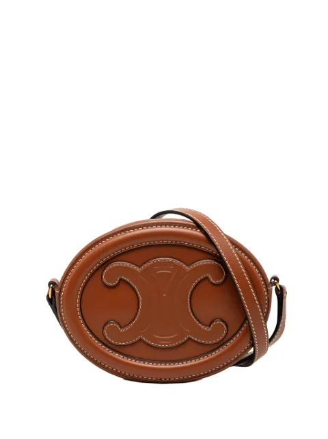 Celine Pre-Owned 2022 Small Calfskin Cuir Triomphe Oval crossbody bag Brown OP38BI1QNAR7Q7RQ