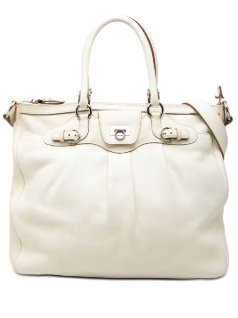 Ferragamo Pre-Owned 2010-2026 Leather Gancini Convertible Tote satchel White JI2YGH2H6MXK4SCC