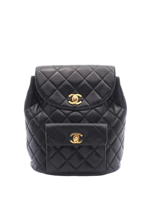 CHANEL Pre-Owned 1994-1996 Medium Quilted Lambskin Duma backpack Black 6G0CI4YIEMDAGRPK