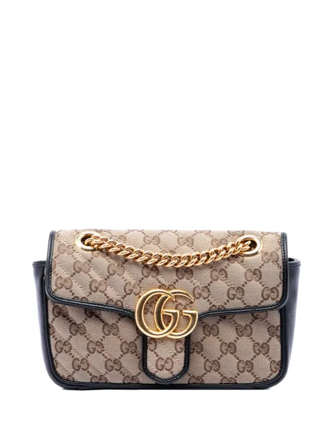 Gucci Pre-Owned 2016-2026 Small GG Marmont Matelasse Diagonal GG Canvas and Leather shoulder bag Black DZ0YR13E44X28SHS