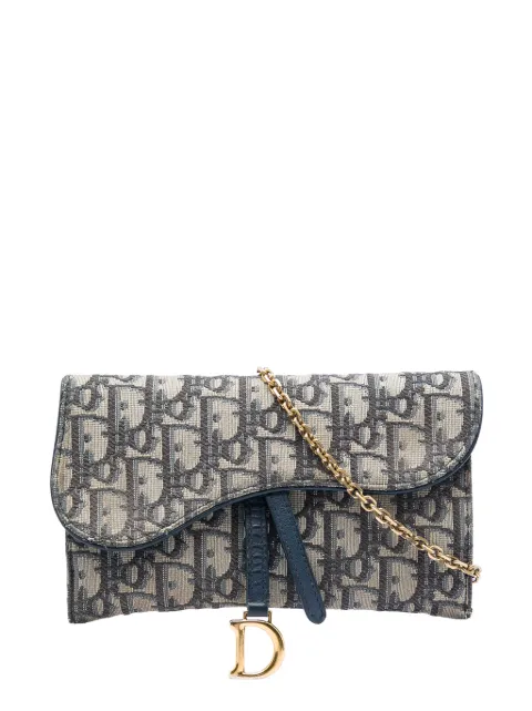 Christian Dior Pre-Owned 2019 Oblique Canvas Saddle Wallet On Chain crossbody bag Blue BI37QBACDT576O9C