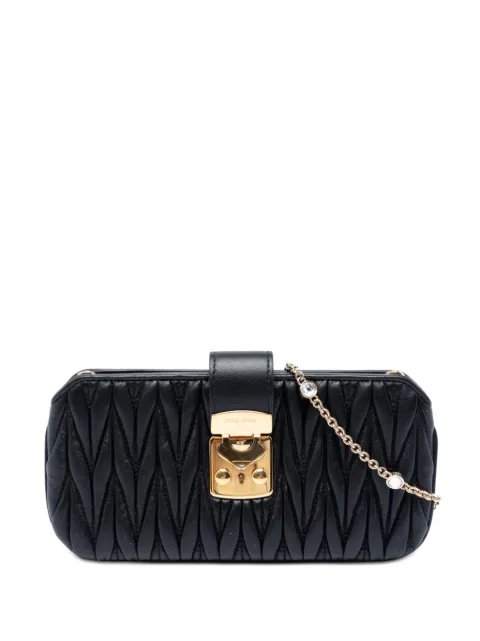 Miu Miu Pre-Owned 2010-2026 Matelasse Nappa Crystal Clutch on Chain shoulder bag Black 8PDICPOVXIXUG07D