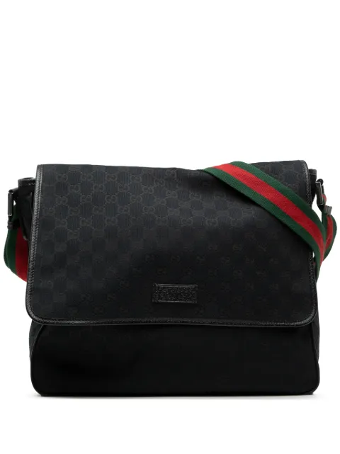 Gucci Pre-Owned 2000-2015 GG Canvas Web Flap Messenger Bag crossbody bag Black 7QSPGSAZWTRBV2WF