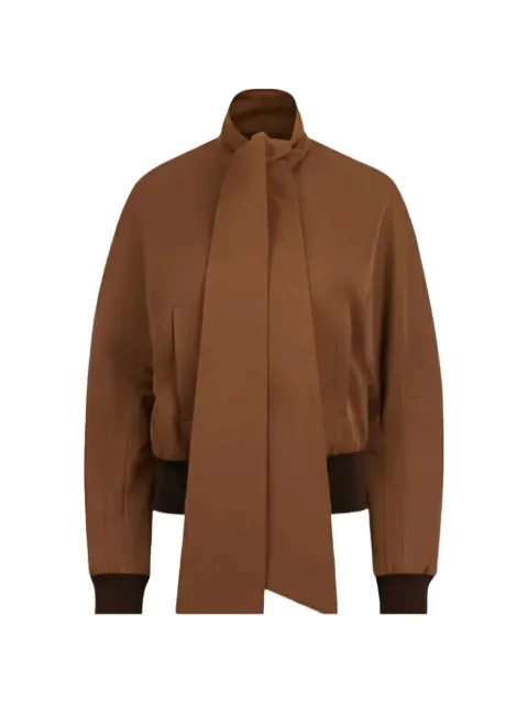 Nina Ricci scarf-detail ottoman fitted jacket Brown 25ACVE009CO1098