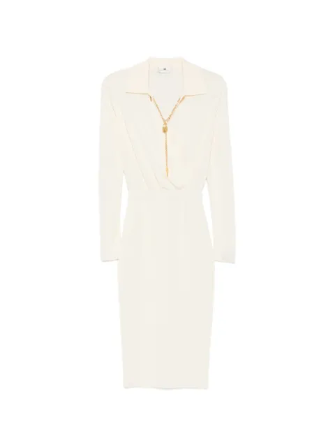 Elisabetta Franchi padlock-detail long-sleeve midi dress Neutrals AM19S66E2