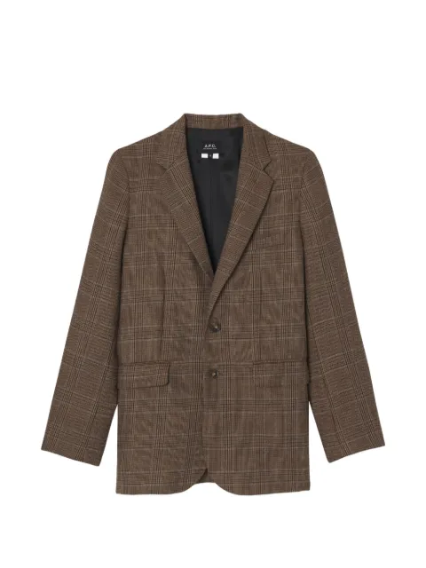 A.P.C. ANNIE BLAZER check-pattern Brown WVBESF03240