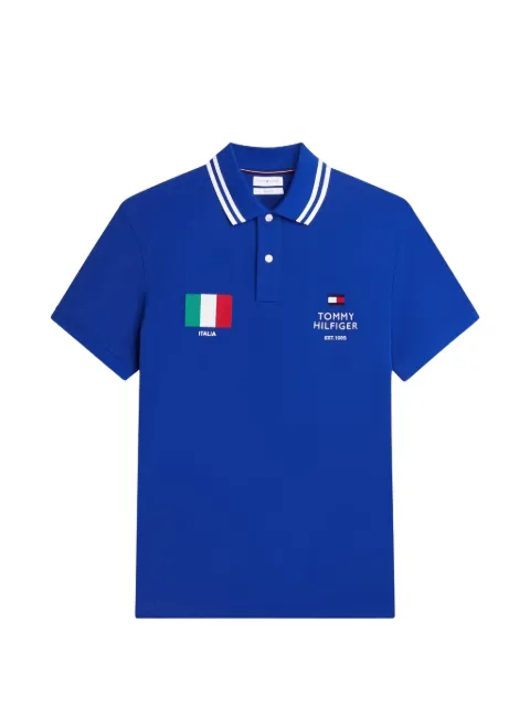 Tommy Hilfiger logo-embroidered tipped polo shirt Blue MW0MW43873C65C65