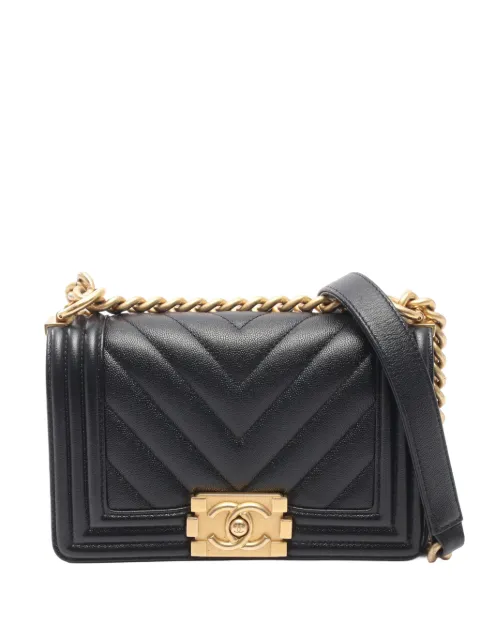 CHANEL Pre-Owned 2021-2026 Small Chevron Caviar Boy Flap crossbody bag Black NEURT0L43N48EGWS