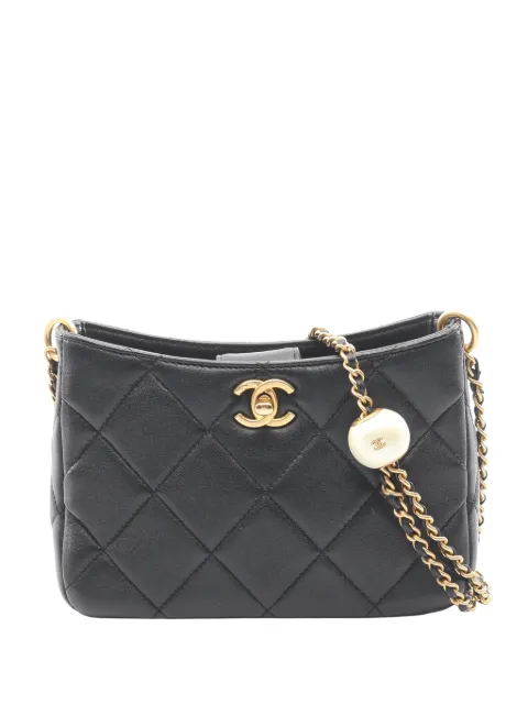 CHANEL Pre-Owned 2021-2026 CC Quilted Lambskin Pearl crossbody bag Black EQ85NCHD4F3F1BPI