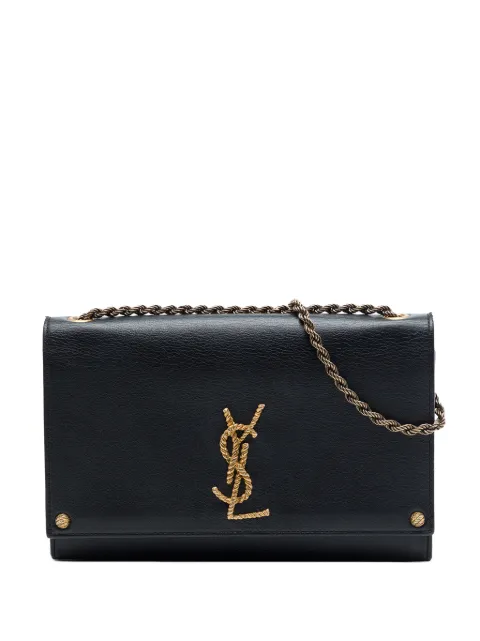Saint Laurent Pre-Owned 2016 Medium Smooth Calfskin Braided Monogram Kate crossbody bag Black 6SVOZVUNUA9KEAXP