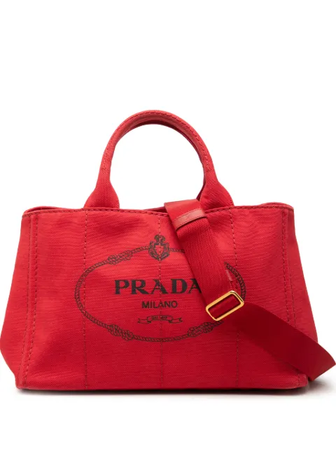 Prada Pre-Owned 2013-2026 Canvas Canapa Logo satchel Red ZZAL00DRCG9EMUXD