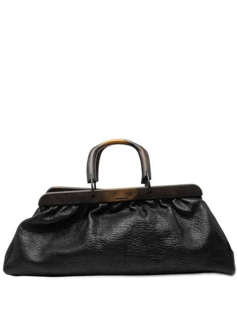 Gucci Pre-Owned 2000-2015 Calfskin Wood Frame handbag Black DQRHYYA1GQBFYNPH