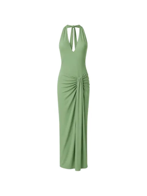 Baobab Donatella ruched cascading-detail maxi dress Green 6341112