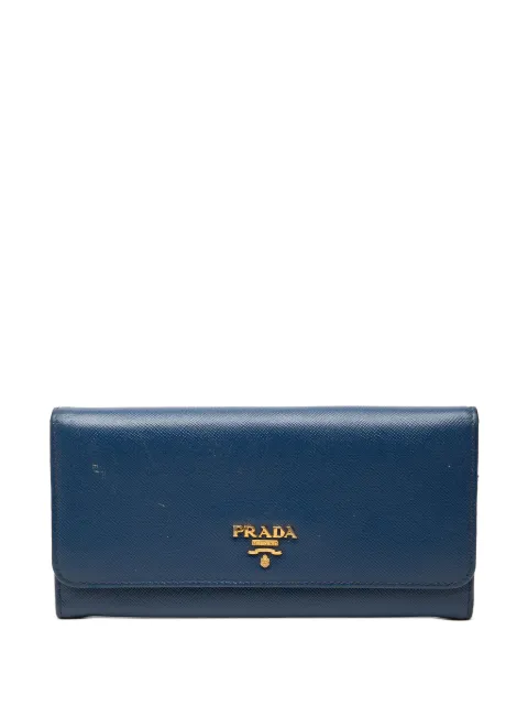 Prada Pre-Owned 2010-2026 Saffiano Lux Continental Wallet long wallets Blue YJPOMR6DOQL4XJA8