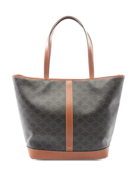 Celine Pre-Owned 2010-2026 Medium Triomphe Coated Canvas Cabas tote bag Black 81R5GF8OJXFBAZK7