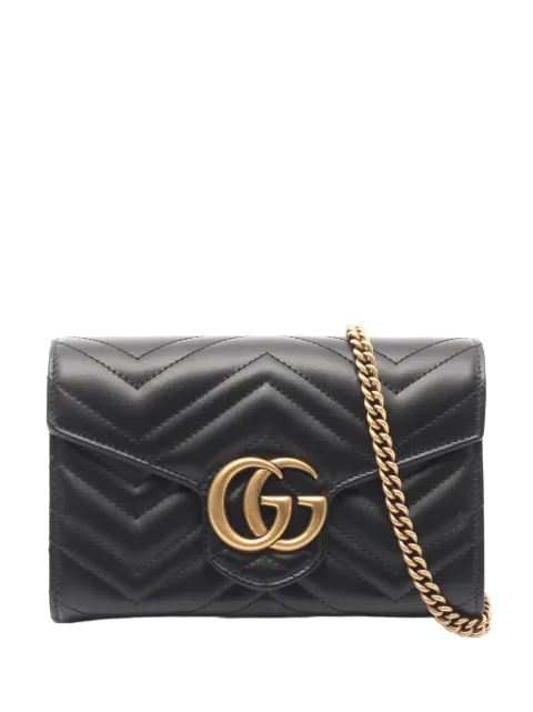 Gucci Pre-Owned 2000-2015 GG Marmont Matelasse Leather Wallet On Chain crossbody bag Black 0WVRDYDDP7QXFQU9