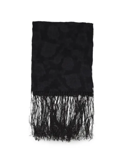Vintage floral-jacquard fringed scarf Black W2752655