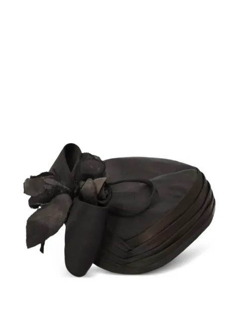 Vintage bow-embellished floral-detail hat Black W27526155