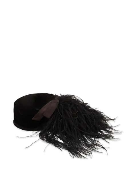 Vintage feather-trim bow hat Black W27526146