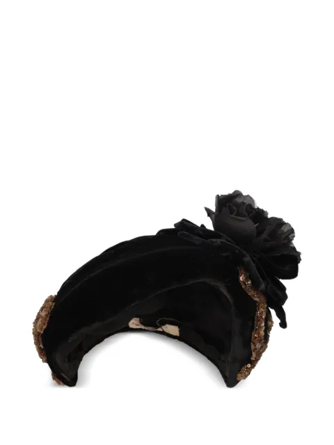 Vintage floral-detail sequin-embellished hat Black W27526160