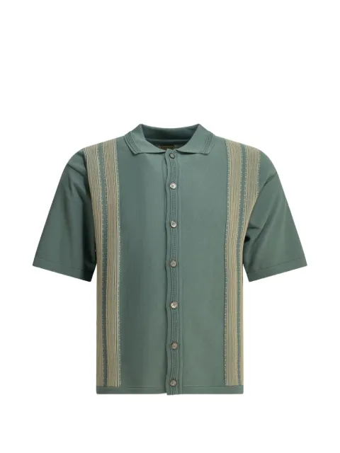 KAPITAL vertical-stripe short-sleeve shirt Green EK1728KN