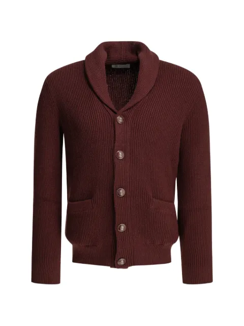 Brunello Cucinelli shawl-collar ribbed-knit cardigan Red MNI709706C9763