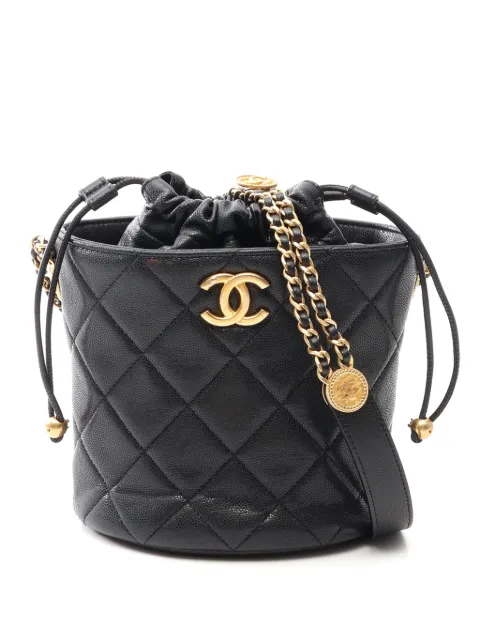 CHANEL Pre-Owned 2021-2026 Quilted Caviar Twist Your Buttons bucket bag Black BN7JQHASDIT8EHZ6