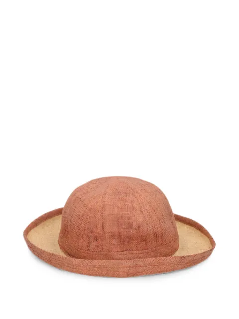 Vintage woven-design wide-brim hat Orange W22041508