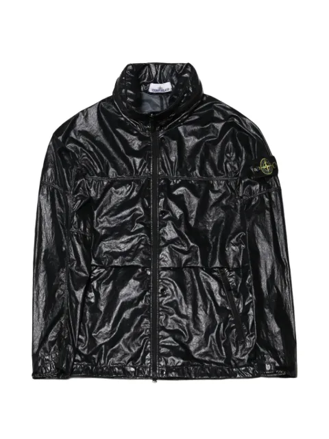 Stone Island logo-patch crinkled-finish jacket Black L2S15Q100019S0419