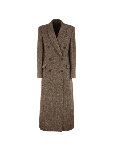 Brunello Cucinelli double-breasted herringbone coat Brown MV4259675C008