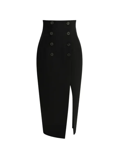 KHAITE Luiza slit-detail midi skirt Black 41914114