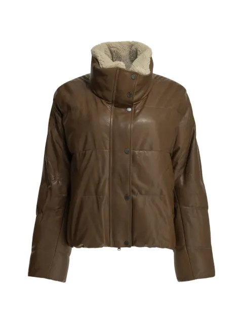 Brunello Cucinelli quilted shearling-trim coat Brown MPCTN7552C9811