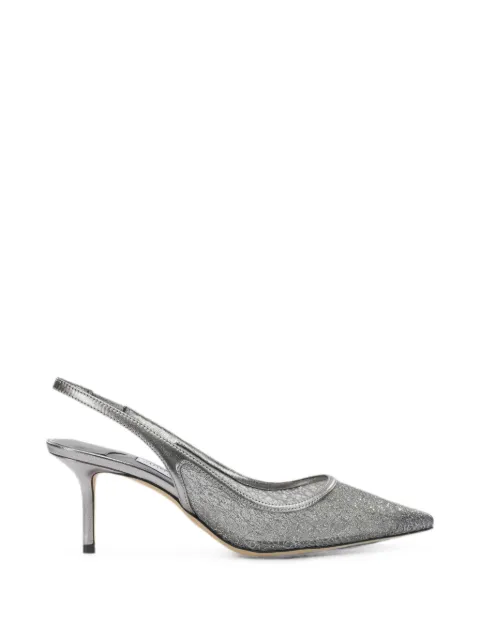 Jimmy Choo Love glittered slingback pumps Silver LOVESB65DLZANTHRACITE