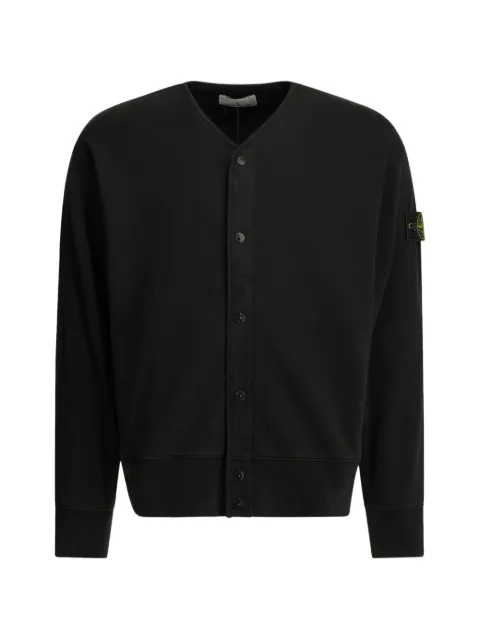Stone Island logo-patch button-up sweater Black L2S156100010S0051