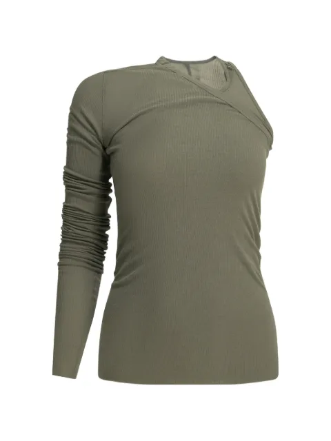 Rick Owens one-shoulder ribbed top Green RP02F5203