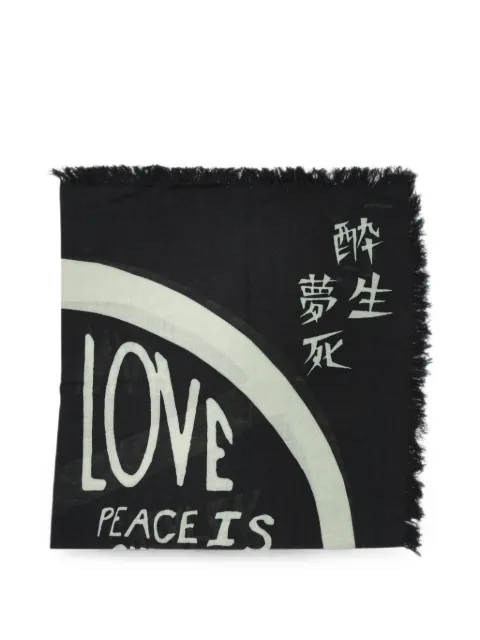 KAPITAL Giant Peace frayed scarf Black K2604XM526