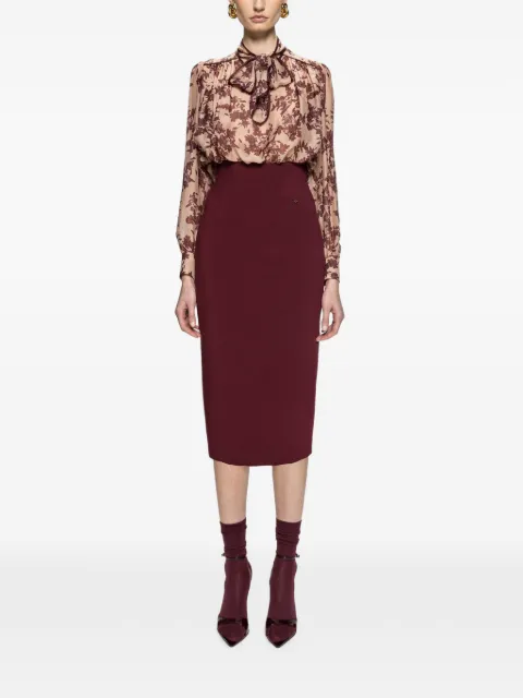 NISSA high-rise pencil midi skirt Red F1366BORDEAUX