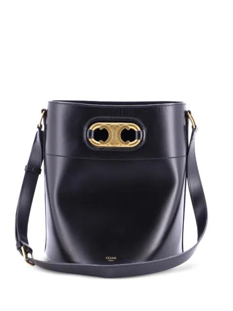 Celine Pre-Owned Maillon Triomphe Leather Medium bucket bag Black IBZLLNM2I6K3T9JR