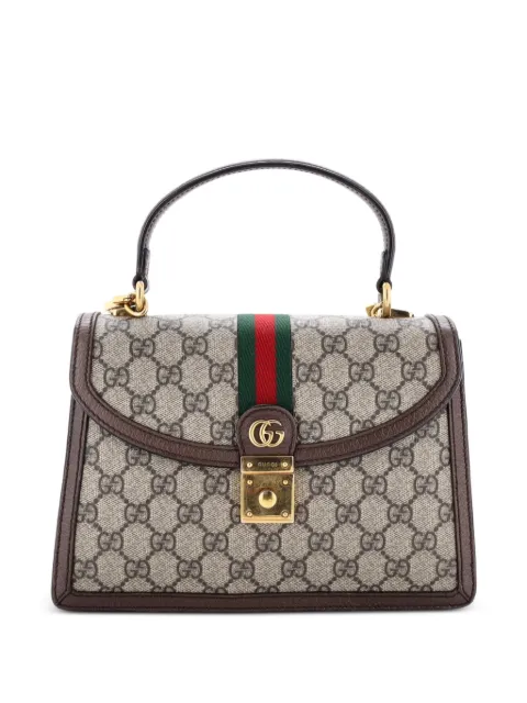 Gucci Pre-Owned Ophidia Flap Top Handle Bag GG Coated Canvas Small satchel Brown DCZMDXIW15N5I401