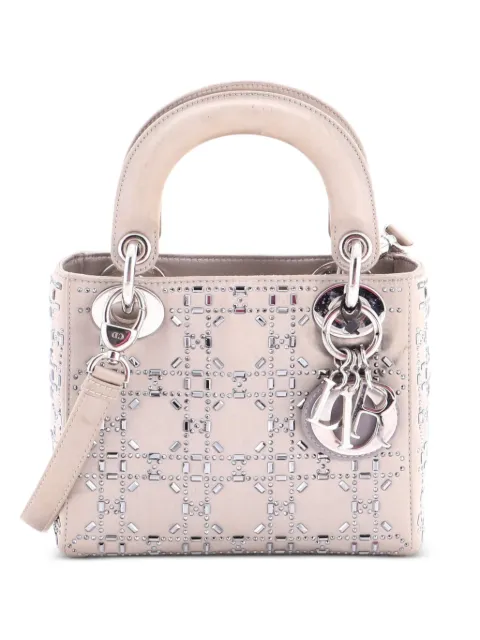 Christian Dior Pre-Owned Lady Dior Bag Crystal Embellished Cannage Quilt Satin Mini satchel Neutrals QEP6TTJ2L5729ED0