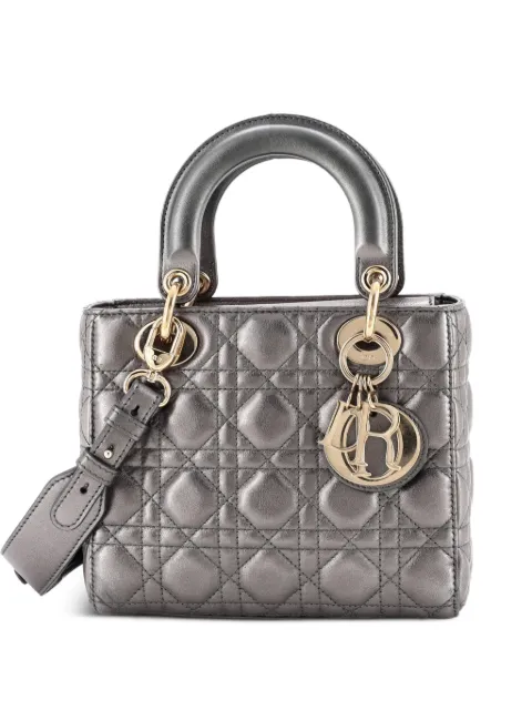 Christian Dior Pre-Owned My ABCDior Lady Dior Bag Metallic Cannage Quilt Leather shoulder bag Silver PS7DPDVI6NMTDOU9