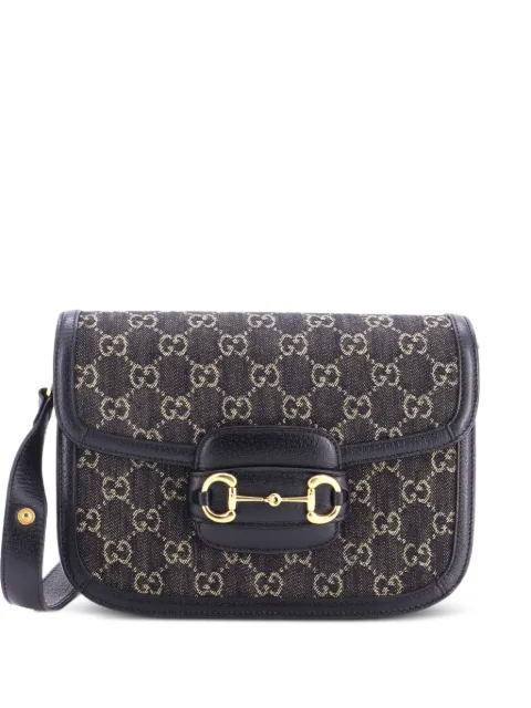 Gucci Pre-Owned Horsebit 1955 GG Denim Small shoulder bag Black NCDH5S78VRTG140S