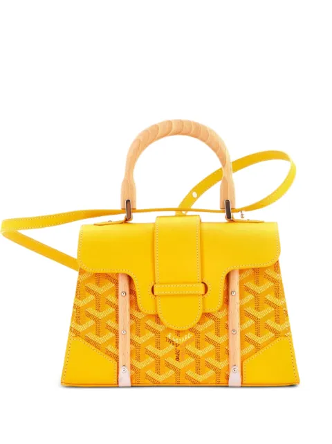 Goyard Pre-Owned Structured Saigon Top Handle Bag Coated Canvas with Leather Mini satchel Yellow FBZPZ969L2D9I836