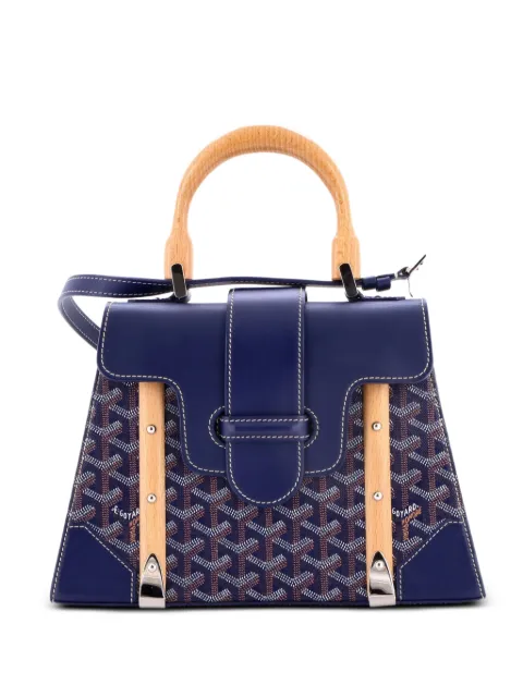 Goyard Pre-Owned Saigon Top Handle Bag Coated Canvas with Leather PM satchel Blue EDDD3ZLS88G1Q7Y1