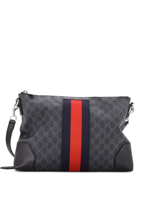 Gucci Pre-Owned Web Zip Flat Messenger GG Coated Canvas Medium crossbody bag Black WHJWKA7092N0G6A2