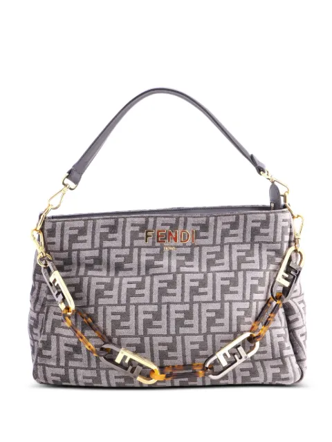 Fendi Pre-Owned O'Lock Zip Shoulder Bag Zucca Chenille hobo bag Grey 3FFFO51W81N4H890