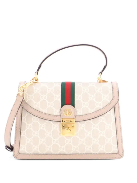 Gucci Pre-Owned Ophidia Flap Top Handle Bag GG Coated Canvas Small satchel Neutrals 34MO496PQJPZUNDP